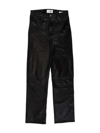 Pre-owned Frame Lamb Leather Straight Leg Pants In Black