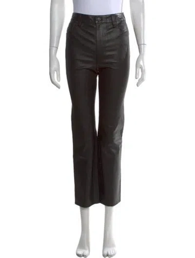 Pre-owned Frame Lamb Leather Straight Leg Pants In Black