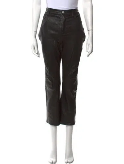 Pre-owned Frame Lamb Leather Straight Leg Pants In Black