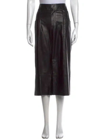 Pre-owned Frame Lamb Leather Straight Leg Pants In Black