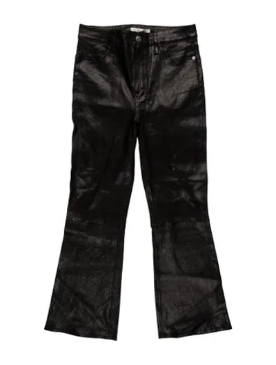 Pre-owned Frame Lamb Leather Straight Leg Pants In Black
