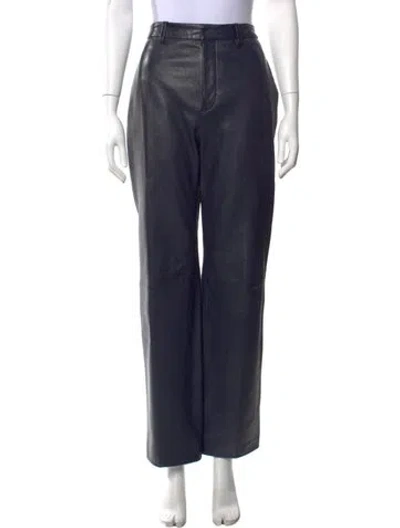 Pre-owned Frame Lamb Leather Straight Leg Pants In Blue