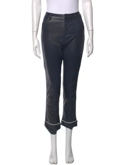 Pre-owned Frame Lamb Leather Straight Leg Pants In Blue