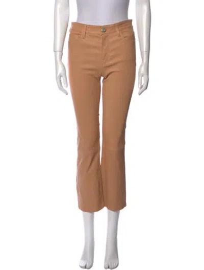 Pre-owned Frame Lamb Leather Straight Leg Pants In Brown