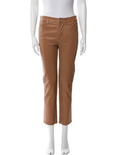 Pre-owned Frame Lamb Leather Straight Leg Pants In Brown