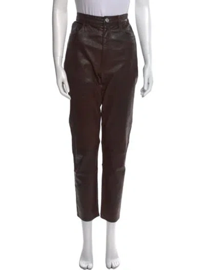 Pre-owned Frame Lamb Leather Straight Leg Pants In Brown