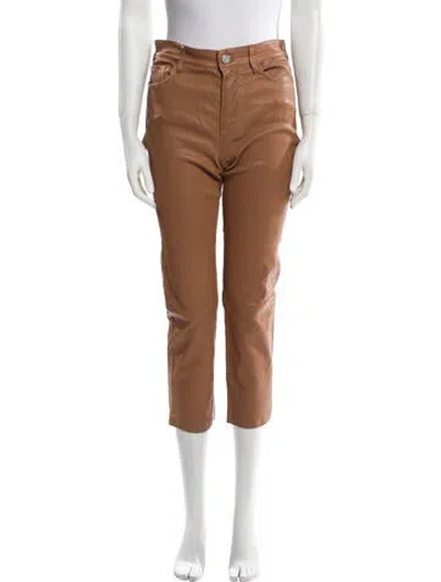 Pre-owned Frame Lamb Leather Straight Leg Pants In Brown