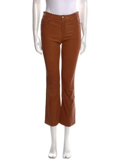 Pre-owned Frame Lamb Leather Straight Leg Pants In Brown