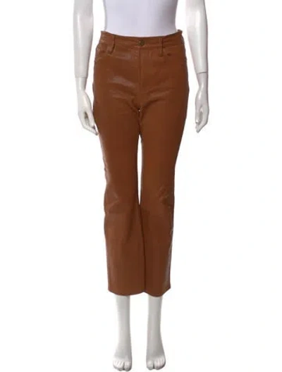 Pre-owned Frame Lamb Leather Straight Leg Pants In Brown