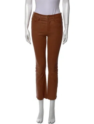 Pre-owned Frame Lamb Leather Straight Leg Pants In Brown