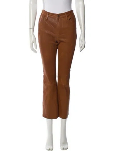 Pre-owned Frame Lamb Leather Straight Leg Pants In Brown