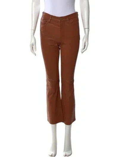Pre-owned Frame Lamb Leather Straight Leg Pants In Brown