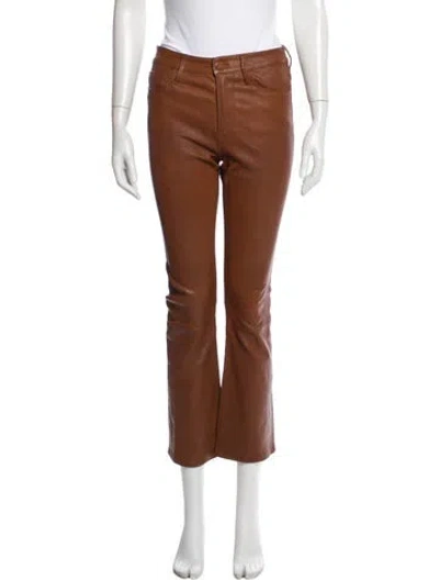 Pre-owned Frame Lamb Leather Straight Leg Pants In Brown