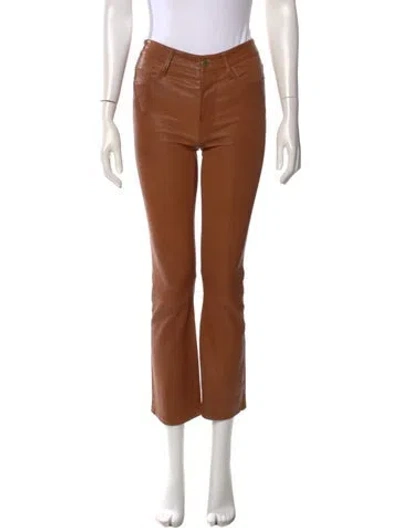 Pre-owned Frame Lamb Leather Straight Leg Pants In Brown