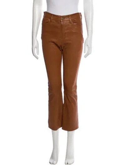 Pre-owned Frame Lamb Leather Straight Leg Pants In Brown
