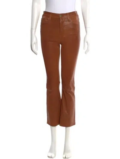 Pre-owned Frame Lamb Leather Straight Leg Pants In Brown