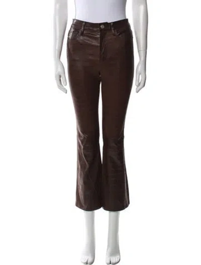 Pre-owned Frame Lamb Leather Straight Leg Pants In Brown