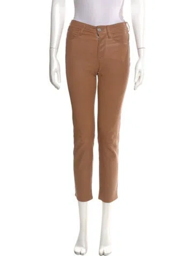 Pre-owned Frame Lamb Leather Straight Leg Pants In Brown