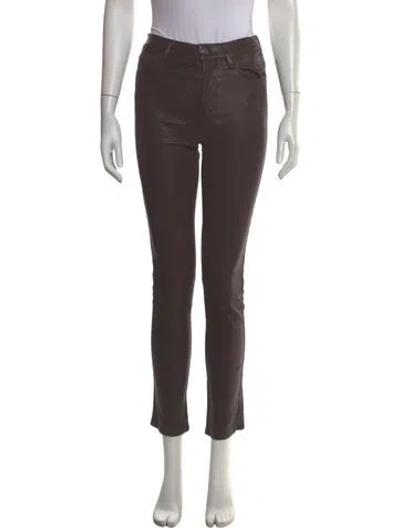 Pre-owned Frame Lamb Leather Straight Leg Pants In Brown