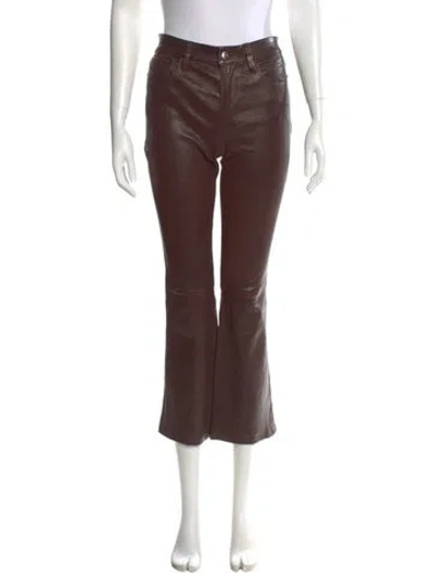 Pre-owned Frame Lamb Leather Straight Leg Pants In Brown
