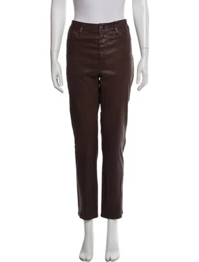 Pre-owned Frame Lamb Leather Straight Leg Pants In Brown