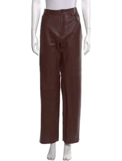 Pre-owned Frame Lamb Leather Straight Leg Pants In Brown