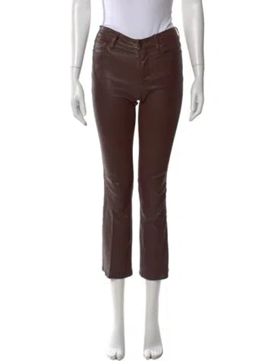 Pre-owned Frame Lamb Leather Straight Leg Pants In Brown