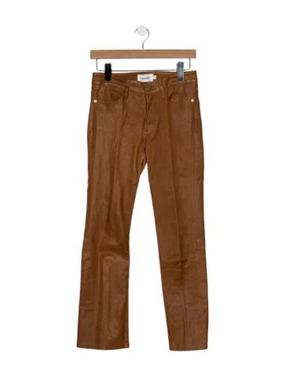 Pre-owned Frame Lamb Leather Straight Leg Pants In Brown