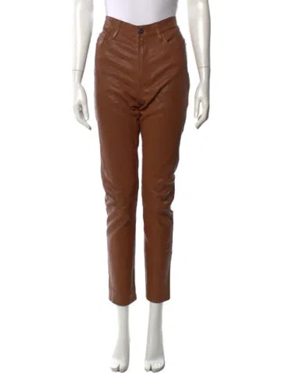 Pre-owned Frame Lamb Leather Straight Leg Pants In Brown