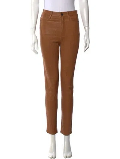 Pre-owned Frame Lamb Leather Straight Leg Pants In Brown