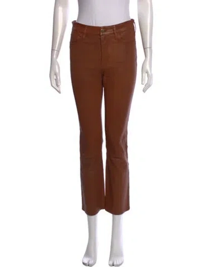 Pre-owned Frame Lamb Leather Straight Leg Pants In Brown