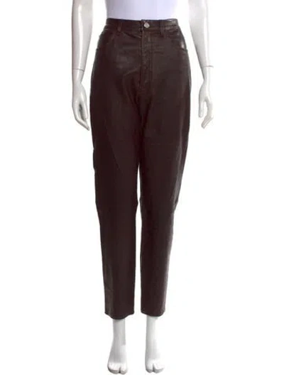 Pre-owned Frame Lamb Leather Straight Leg Pants In Brown
