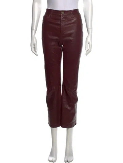 Pre-owned Frame Lamb Leather Straight Leg Pants In Burgundy