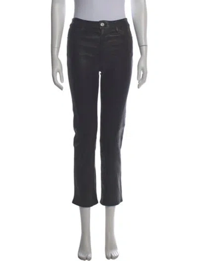 Pre-owned Frame Lamb Leather Straight Leg Pants In Gray