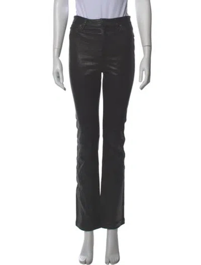Pre-owned Frame Lamb Leather Straight Leg Pants In Gray