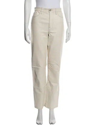 Pre-owned Frame Lamb Leather Straight Leg Pants In Gray