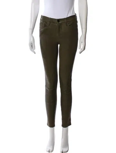 Pre-owned Frame Lamb Leather Straight Leg Pants In Green