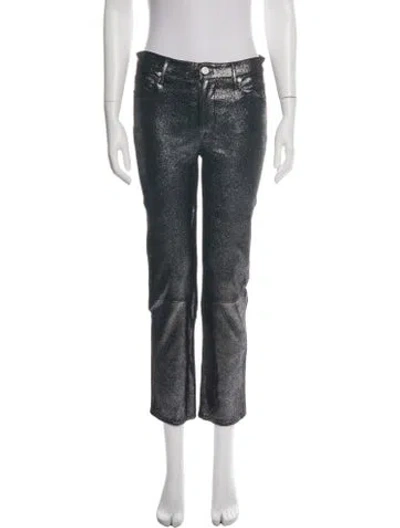 Pre-owned Frame Lamb Leather Straight Leg Pants In Green