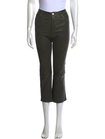Pre-owned Frame Lamb Leather Straight Leg Pants In Green