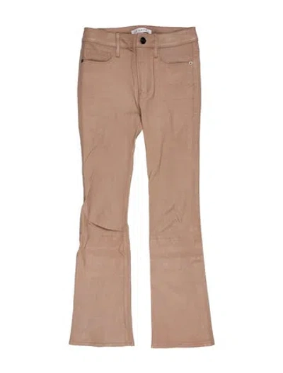 Pre-owned Frame Lamb Leather Straight Leg Pants In Neutral