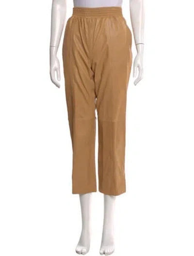 Pre-owned Frame Lamb Leather Straight Leg Pants In Neutral