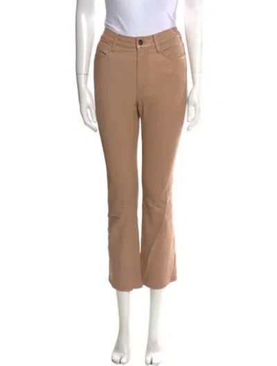 Pre-owned Frame Lamb Leather Straight Leg Pants In Neutral