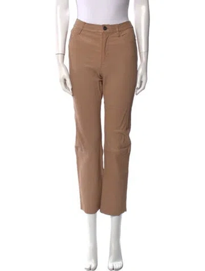 Pre-owned Frame Lamb Leather Straight Leg Pants In Neutral