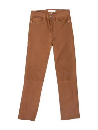 Pre-owned Frame Lamb Leather Straight Leg Pants In Neutral