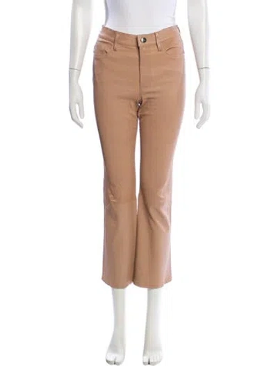 Pre-owned Frame Lamb Leather Straight Leg Pants In Neutral