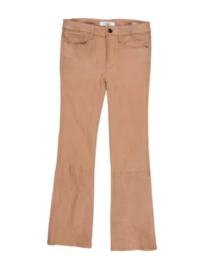 Pre-owned Frame Lamb Leather Straight Leg Pants In Neutral