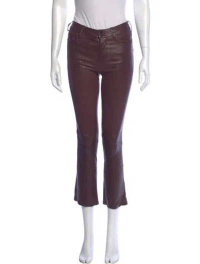 Pre-owned Frame Lamb Leather Straight Leg Pants In Purple