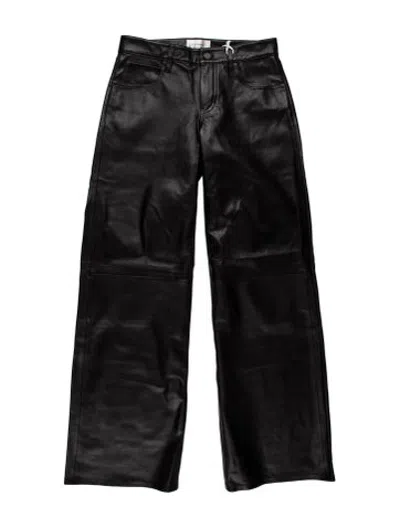 Pre-owned Frame Lamb Leather Straight Leg Pants W/ Tags In Black/grey