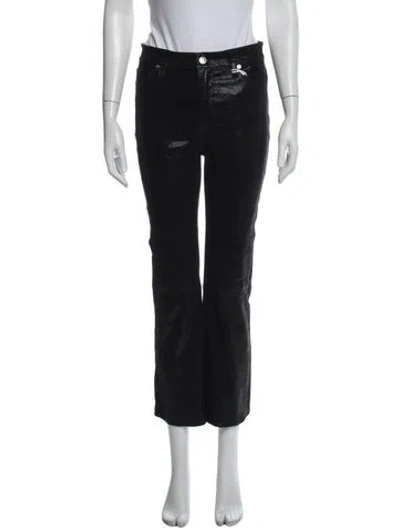 Pre-owned Frame Lamb Leather Straight Leg Pants W/ Tags In Blue