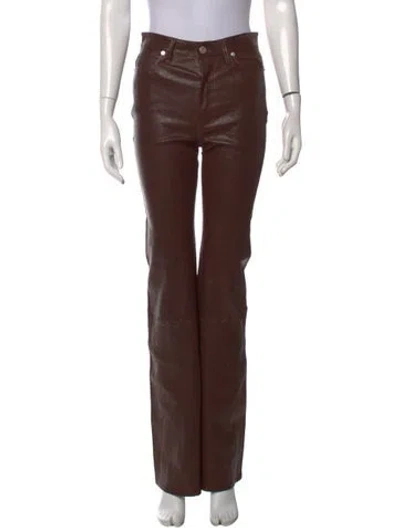 Pre-owned Frame Lamb Leather Straight Leg Pants W/ Tags In Brown